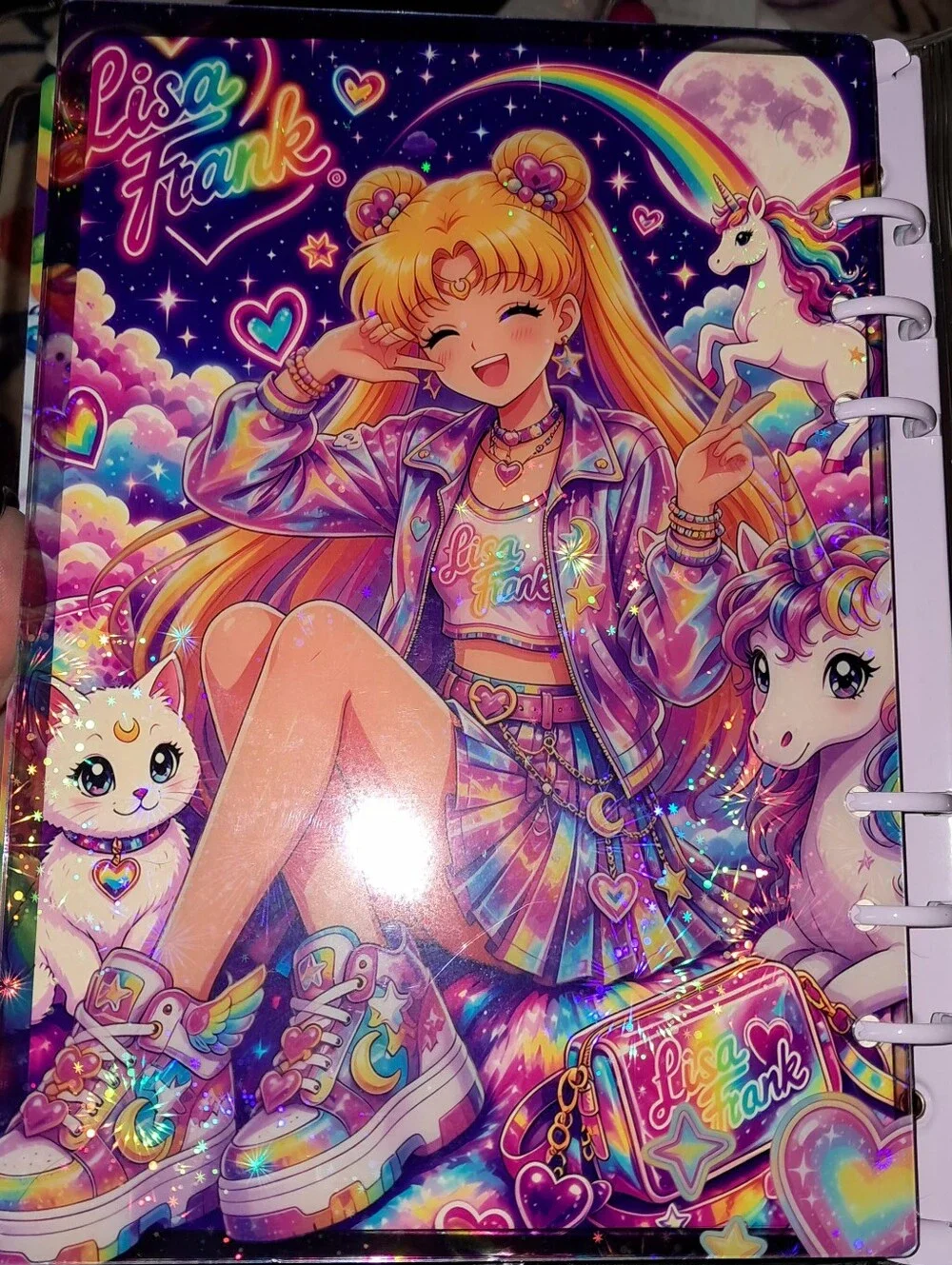 New! A5 Size Lisa Frank Sailor Moon Acrylic Shaker Notebook With paper